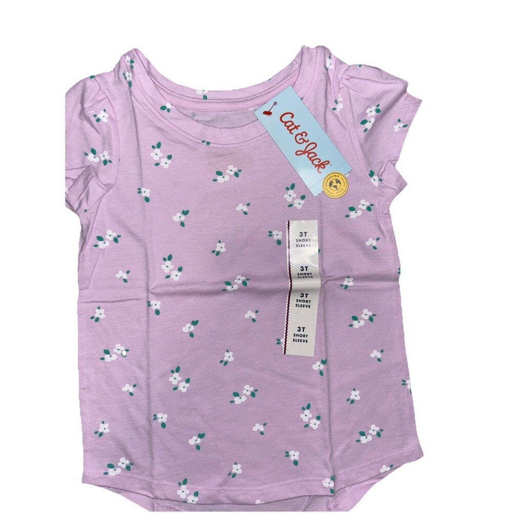 Cat & Jack Baby Girl 4-Piece Clothing Lot 3T Cotton Blend Pink Purple Floral - Picture 3 of 5